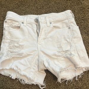 white super stretch short jean shorts